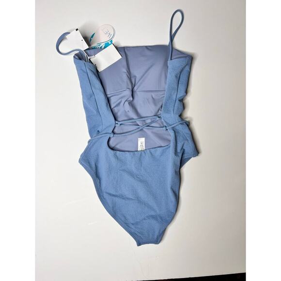 WET Venice Foster Lace-Up One Piece Swimsuit U-Neck Slate Blue Women's Small - Picture 5 of 8